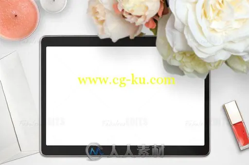 蜡烛鲜花桌面展示PSD模板CM - Tablet Mockup 001 688550的图片2