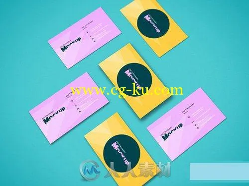 彩色商务名片展示PSD模板PSD Mock-Up - Perspective Business Cards的图片1