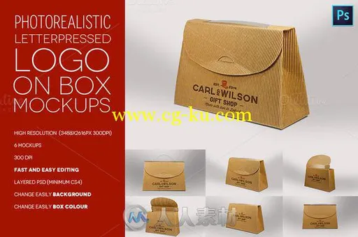 邮政纸质包裹LOGO展示PSD模板CM.Logo.on.cardboard.box.mokcups.302987的图片1