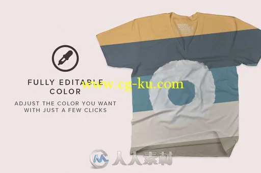 V领T恤服装场景展示PSD模板V-Neck_T-shirts_Mockups的图片3