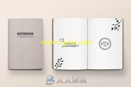 缝合笔记本展示PSD模板Stitched_Notebook_Mockup的图片1