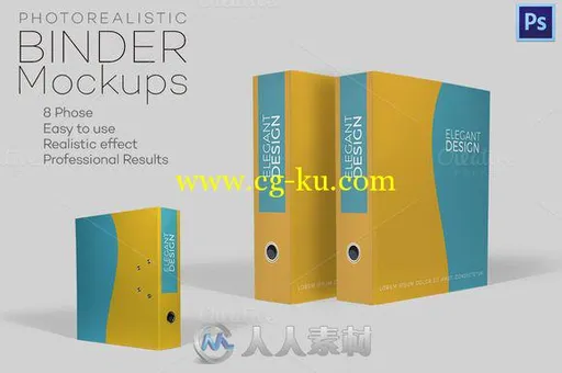 胶感印刷书外壳PSD模板Photorealistic Binder Mockups的图片1