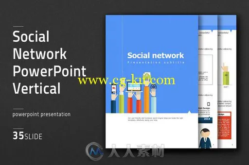 社交网络介绍展示PPT模板Social Network PowerPoint Vertical的图片1