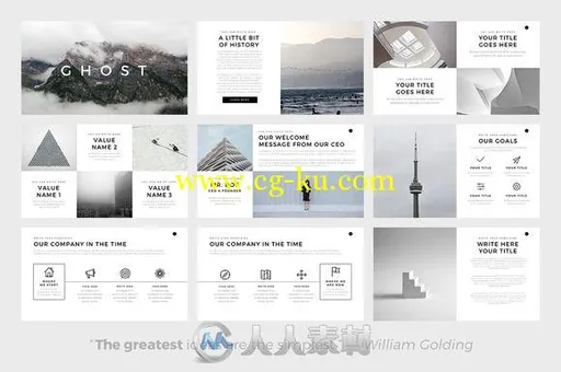 肖像物品展示KEY模板Ghost Minimal Keynote Template的图片1