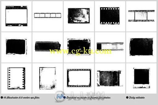 电影胶片风格平面素材合辑CM - 15 Vector Film Textures 94411的图片2