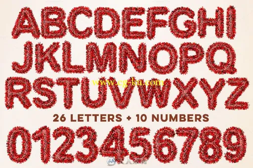 3D立体红色字母平面素材合辑3D Cubic Red Letters Pack的图片2