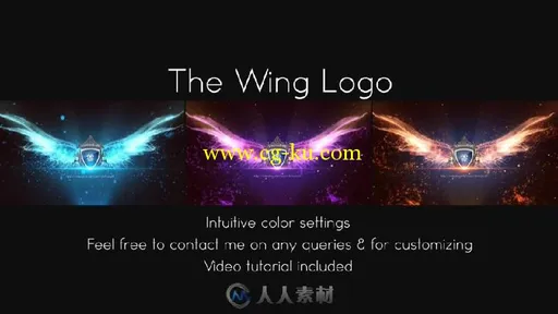 漂亮唯美的翅膀羽翼文字标志LOGO演绎AE模板 The Wing Logo的图片1