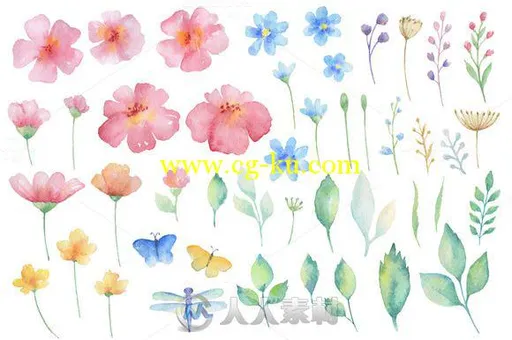 你好春天系列水彩画平面素材合辑Hello Spring Watercolor_的图片3