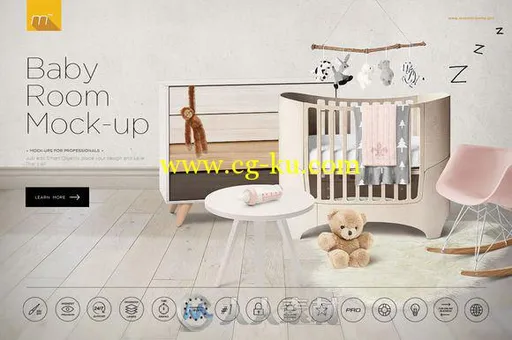 婴儿房场景展示PSD模板Baby Room Mock-up的图片1