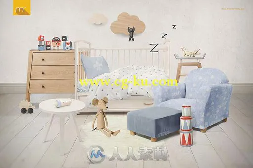 婴儿房场景展示PSD模板Baby Room Mock-up的图片3