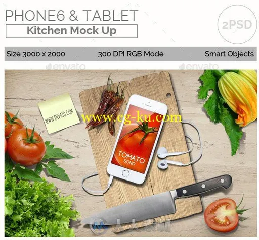 iphone6厨房场景展示PSD模板Phone6 and Tablet Kitchen Mock Up 11196139的图片1