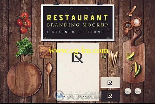 餐厅品牌形象展示PSD模板restaurant-brand-identity-mockup-2的图片1