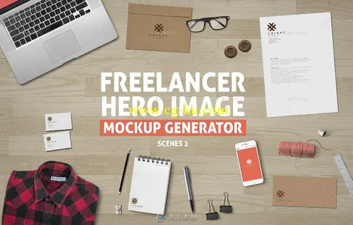 自由职业装备展示PSD模板freelancer-hero-image-mockup-的图片2