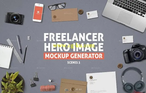 自由职业装备展示PSD模板freelancer-hero-image-mockup-的图片3