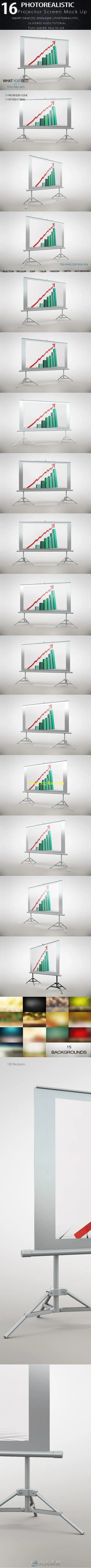 项目图表展示PSD模板Bundle Projector Screen Mock Up的图片2