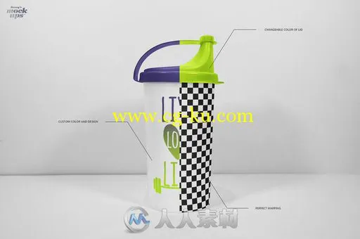 尖口运动水杯展示PSD模板Fitness Shaker Bottle Mockup的图片2