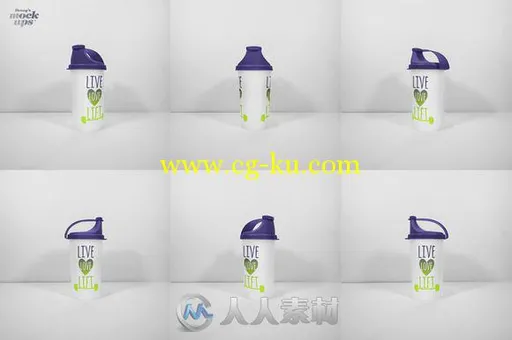 尖口运动水杯展示PSD模板Fitness Shaker Bottle Mockup的图片3