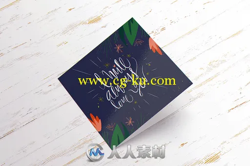 多款邀请函和信封展示PSD模板Square-Invitation&Greeting-Card-Mockup的图片5