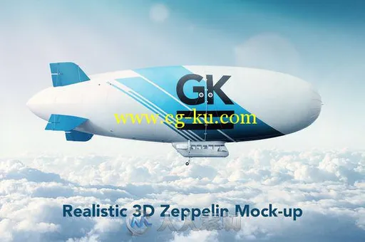 3D超真实齐柏林飞艇PSD模板Realistic 3D Zeppelin Dirigible的图片1