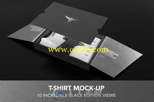 黑影主题T恤产品包装展示PSD模板T-Shirt Black Edition Mock-up的图片1