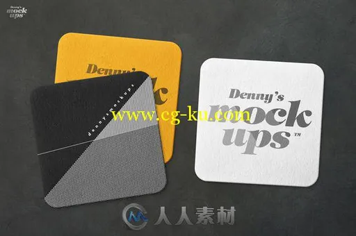 多款圆角矩形杯垫展示PSD模板Rectangular Coaster Mockup的图片2