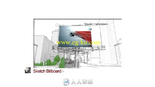 3D 简笔画描绘城市LED屏企业服务产品宣传AE模板 Sketch Billboard的图片1