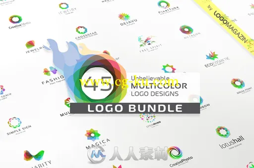 45款多彩LOGO展示合辑PSD模板CM - 45 Multicolor Logos Bundle 712092的图片1