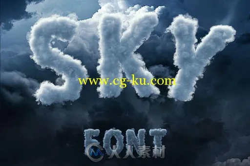 天空云彩字体展示PSD模板CM - Sky Cloud Font 717251的图片1