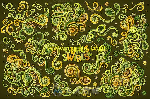 卷发和漩涡平面素材展示PSD模板Curls-Swirls-Set的图片3