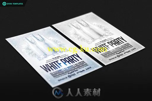 白色派对海报展示PSD模板White Party Flyer Template的图片2