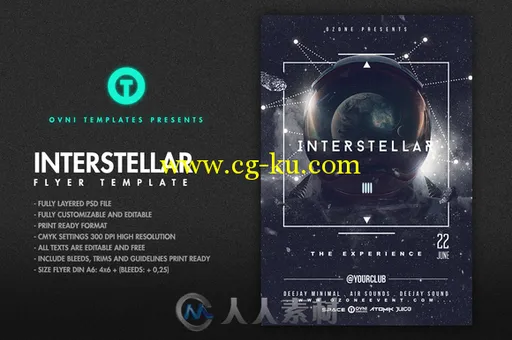 太空星际宇航员展示PSD模板Interstellar Flyer Template的图片1