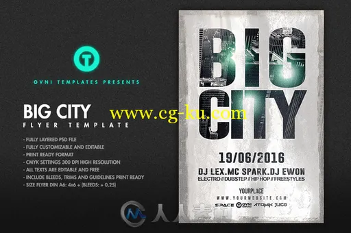 大城市海报展示PSD模板Big City Flyer Template的图片1