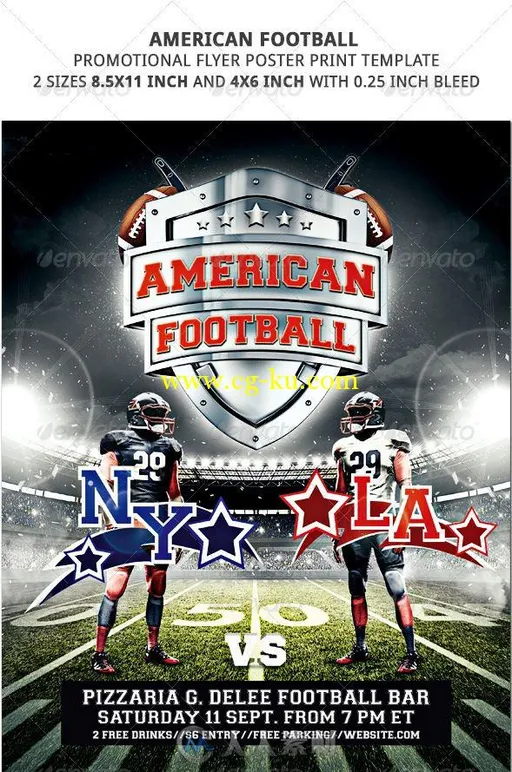 美式橄榄球主题海报PSD模板american-football-promotional-flyer-poster-2-sizes的图片1