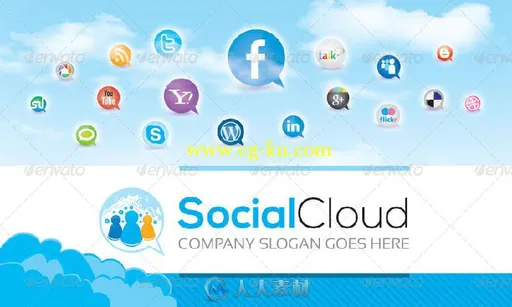 云端社交媒体商业卡片展示PSD模板R_Social_Cloud_Social_Media_Business_Cards的图片3