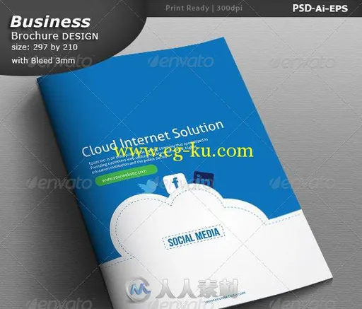 社交媒体商业小册子展示PSD模板GR_Cloud_Social_Media_Business_Brochure的图片1