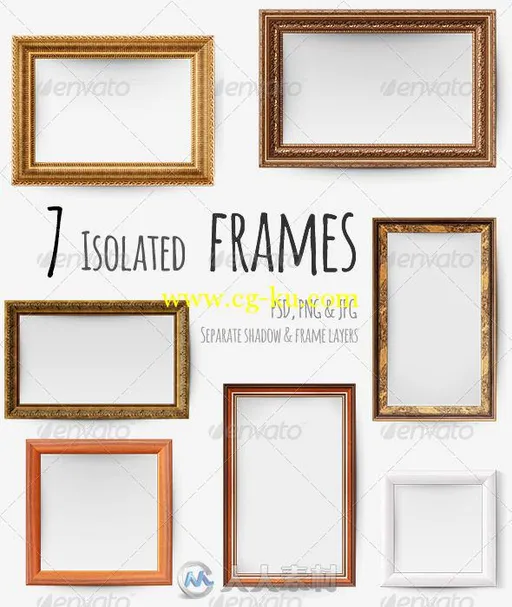 7款画布装饰相框PSD模板GR_7_Isolated_Picture_Frames的图片1
