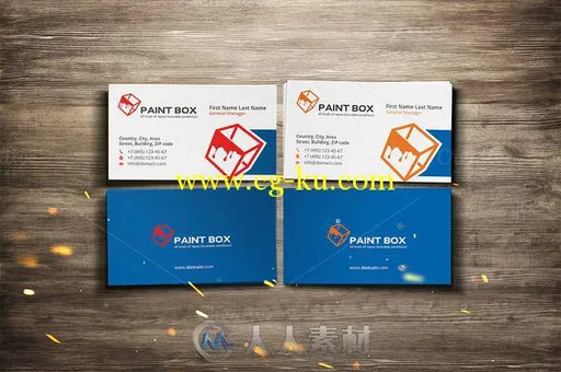 彩色印刷版商务名片PSD模板paint_box_business_card的图片1