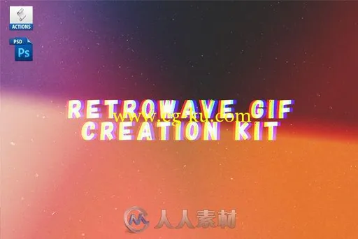 复古思绪GIF图像制作PS动作Retrowave Gif Creation Action 16183978的图片1