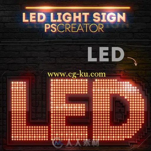 创意LED灯光阵列展示PS动作led-lights-sign-photoshop-creatorrrrr的图片1