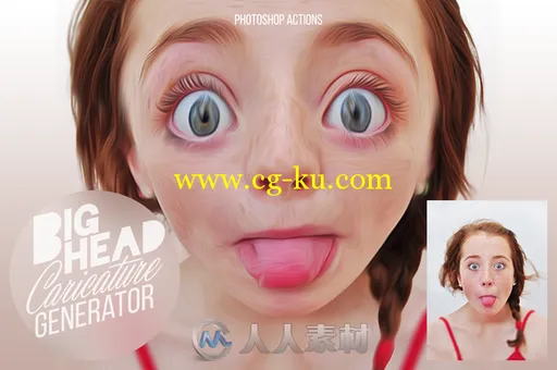 搞笑大头风格人物照片特效PS动作BIGHEAD Caricature Generator的图片1