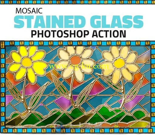 镶嵌彩色玻璃特效PS动作Mosaic Stained Glass Photoshop Action 16251956的图片2