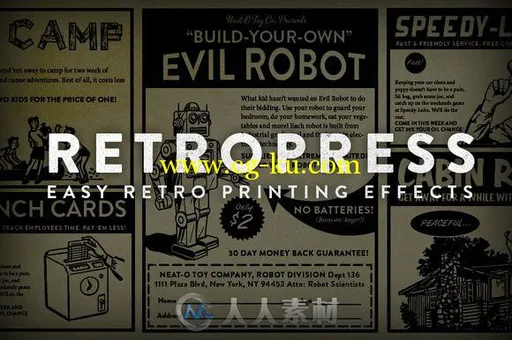 复古新闻印刷制作PS动作RetroPress - Photoshop Actions的图片1