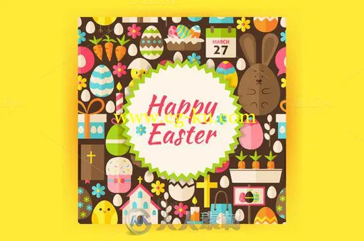 快乐复活节矢量海报Ai模板Happy-Easter-Vector-Posters的图片1