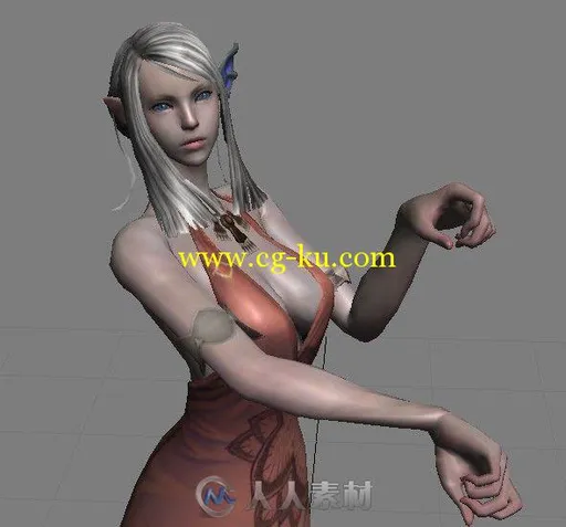 《TERA》连衣短裙装高级精灵带骨骼动画3D模型的图片3