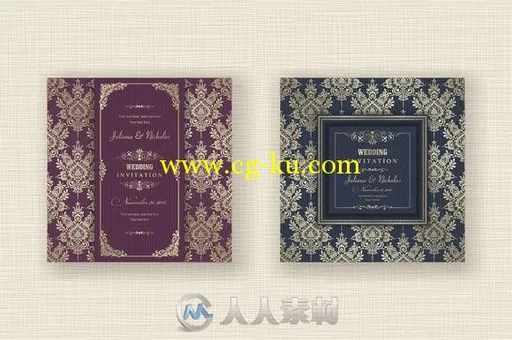 深色风格婚礼邀请函展示PSD模板Wedding Invitation set的图片3