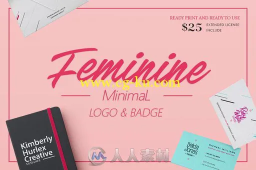 女性时尚LOGO展示PSD模板Feminine Minimal Logo的图片1