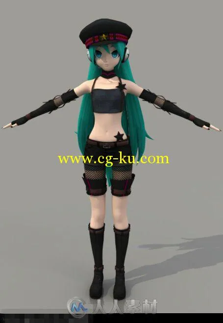 《初音未来：歌姬计划》初音未来朋克装3D模型的图片1