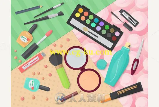 平面风格丰富多彩化妆品概念集Ai平面素材Colorful cosmetics concepts Pack set的图片1