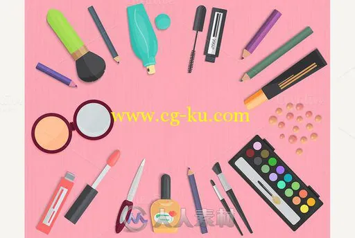 平面风格丰富多彩化妆品概念集Ai平面素材Colorful cosmetics concepts Pack set的图片2