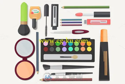 平面风格丰富多彩化妆品概念集Ai平面素材Colorful cosmetics concepts Pack set的图片3